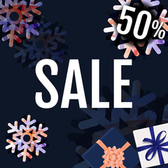Sale Banner With Snowflake