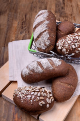 Assortment of little loaves of rye bread
