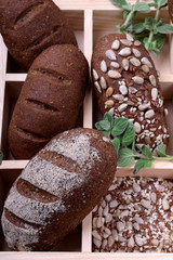 Assortment of little loaves of rye bread