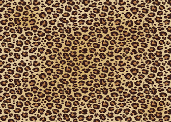 Leopard spotted fur texture. Vector repeating seamless orange black - 237914647