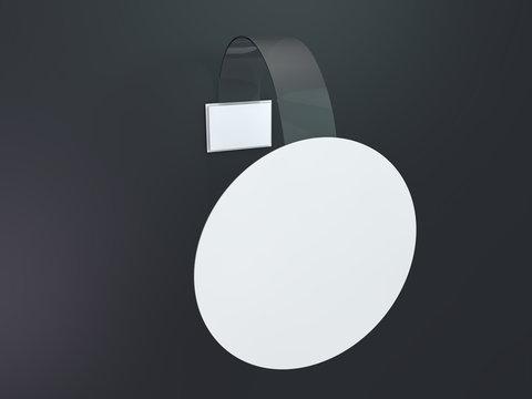 Blank wobbler hanging on wall mockup. 3D