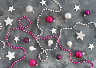 Silver and pink Christmas decorations
