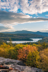 Autumn color and view of North-South Lake, from Sunset Rock, in the Catskill Mountains, New York