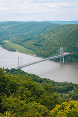 View of the Bear Mountain Bridge over the Hudson River, New York