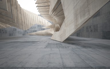 Abstract interior of concrete. Architectural background. 3D illustration and rendering 