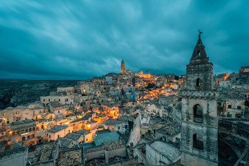 Fototapeta na wymiar A night view of Matera, Basilicata, Italy