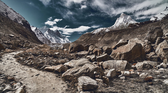Country road in the mountains. Himalayas. India. High resolution file for large format printing.