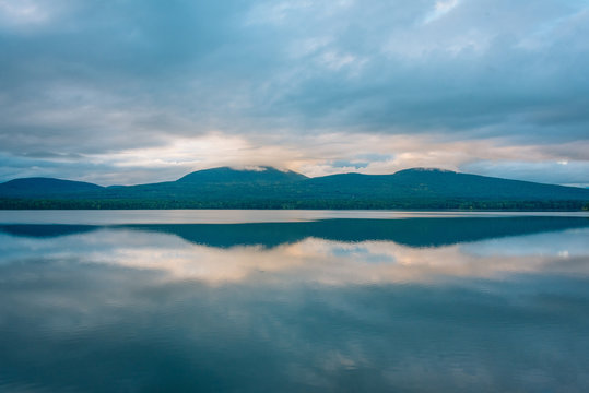 Sunset at Ashokan Reservoir, in the Catskill Mountains, New York