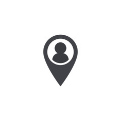 Vector map location icon. Map location shape. Location tag with user. Element for design ui app website interface. Position pin