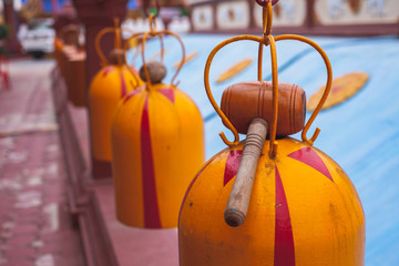 Bells in Thai temple made of steel
