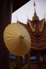 Ancient umbrella in the Thai temple