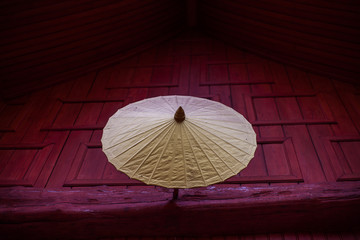 Ancient umbrella in the Thai temple