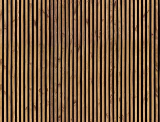 Wall murals Wooden texture Seamless pattern of modern wall paneling with vertical wooden slats for background. Raw material of natural brown wood lath.