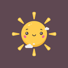Cute kawaii sun vector cartoon illustration