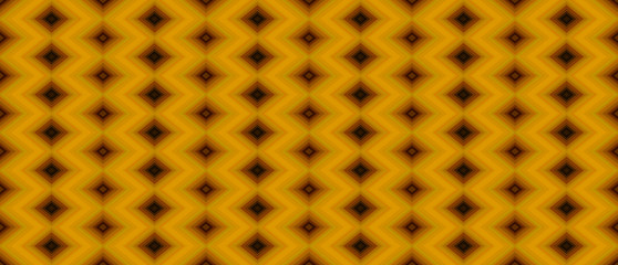 Seamless geometric pattern of black and brown diamonds on a yellow background.  Texture for fabric, wrapping, wallpaper and paper. Decorative print_