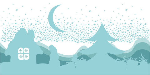 santa claus sleigh reindeer fly red landscape