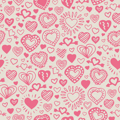 Seamless Pattern with Pink Hearts
