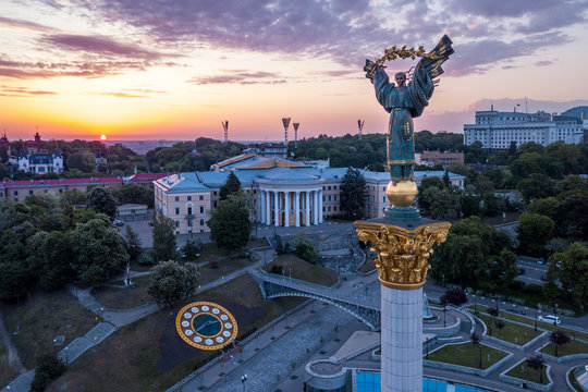 Kiev, Ukraine - May, 2018: Monument of Independence of Ukraine in Kiev. Historical sights of Ukraine.