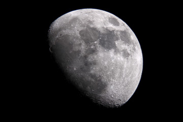 Gibbous moon, crescent, craters