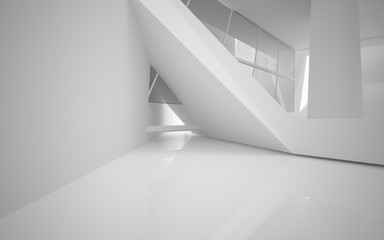 Obraz premium Abstract white interior of the future. 3D illustration and rendering