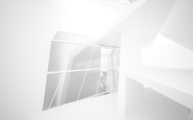 Abstract white interior of the future. 3D illustration and rendering