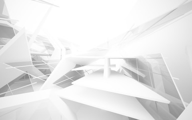 Abstract white interior of the future. 3D illustration and rendering