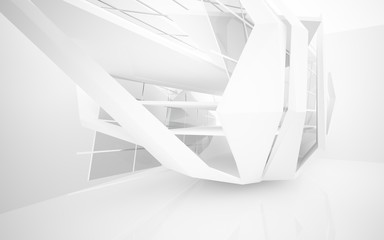 Abstract white interior of the future. 3D illustration and rendering