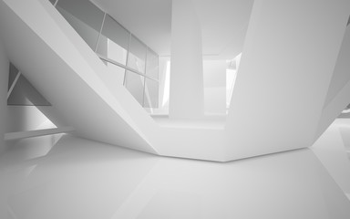 Abstract white interior of the future. 3D illustration and rendering