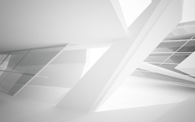 Abstract white interior of the future. 3D illustration and rendering