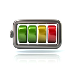 Glossy battery icon 3d illustration