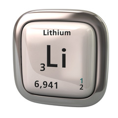 Lithium Li chemical element from the periodic table 3d illustration on white background