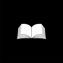 Sign open book icon or logo on dark background