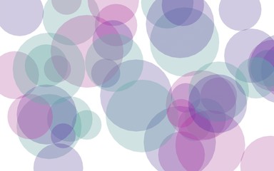 Multicolored translucent circles on a white background. Pink tones. 3D illustration