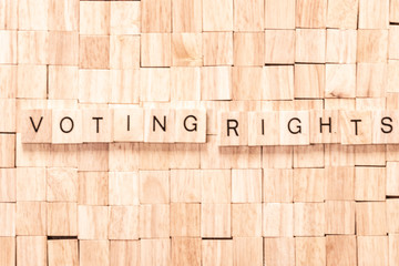 Voting Rights spelled out in wooden letters