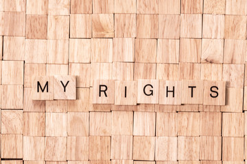 My Rights spelled out in wooden letters