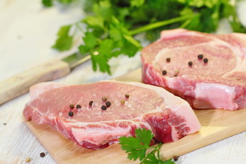 Raw meat with vegetables and spices