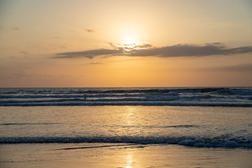 Beautiful sunset on the ocean Kuta beach of Bali island, Indonesia