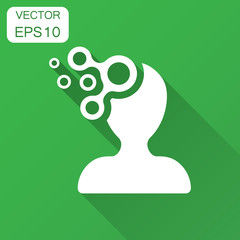 Mind people icon in flat style. Human frustration vector illustration with long shadow. Mind thinking business concept.