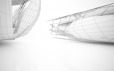 Obraz premium Abstract white interior highlights future. Polygon drawing . Architectural background. 3D illustration and rendering