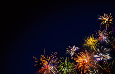 Abstract colored firework background . New Year background.