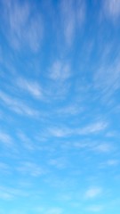 The bright sky in the morning. Blue sky background with white clouds. Cumulus white clouds in the clear blue sky. 3D illustration