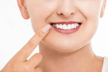 Fototapeta premium Woman smiling with beautiful teeth