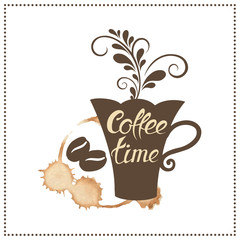 Coffee break. An inscription on the form of a cup of coffee.