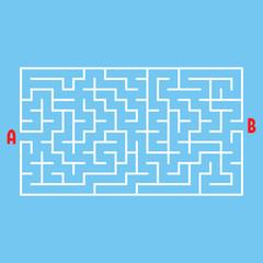 Abstract rectangular maze. Game for kids. Puzzle for children. One entrance, one exit. Labyrinth conundrum. Flat vector illustration isolated on color background.