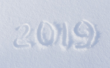 number 2019 drawn on a snow