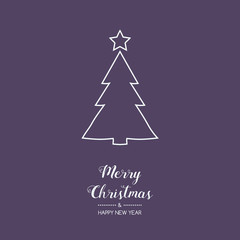 Christmas greetings with hand drawn tree. Vector.