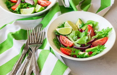 Fresh salad in bowls