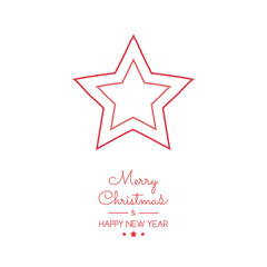 Christmas star - hand drawn greeting card. Vector.