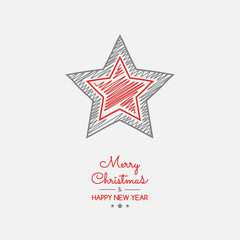 Design of Christmas star with wishes and ornaments. Vector.