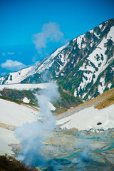 Tateyama mountains in Toyama, Japan. Toyama is one of the important cities in Japan for cultures and business markets.